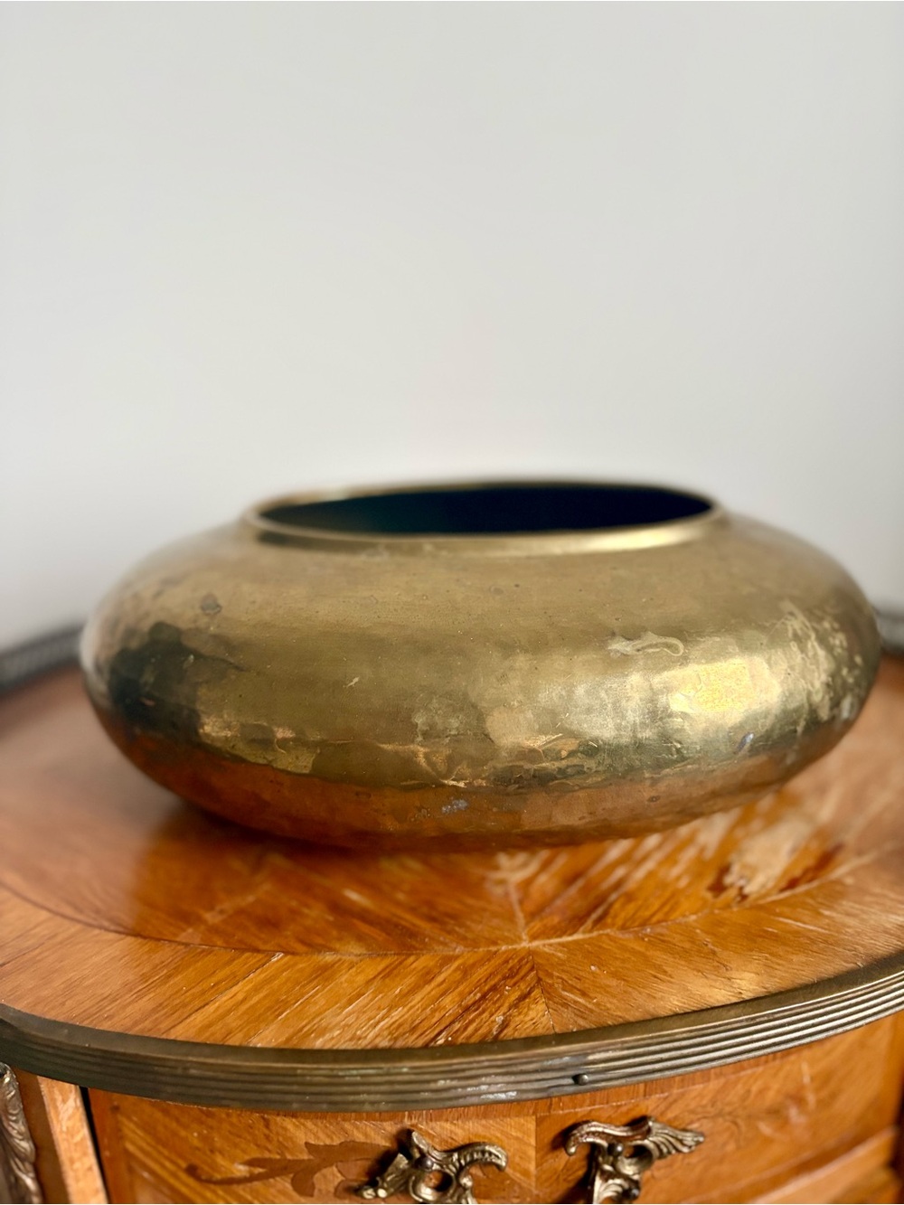 Brass Hammered Bowl Vase - Gold Finish